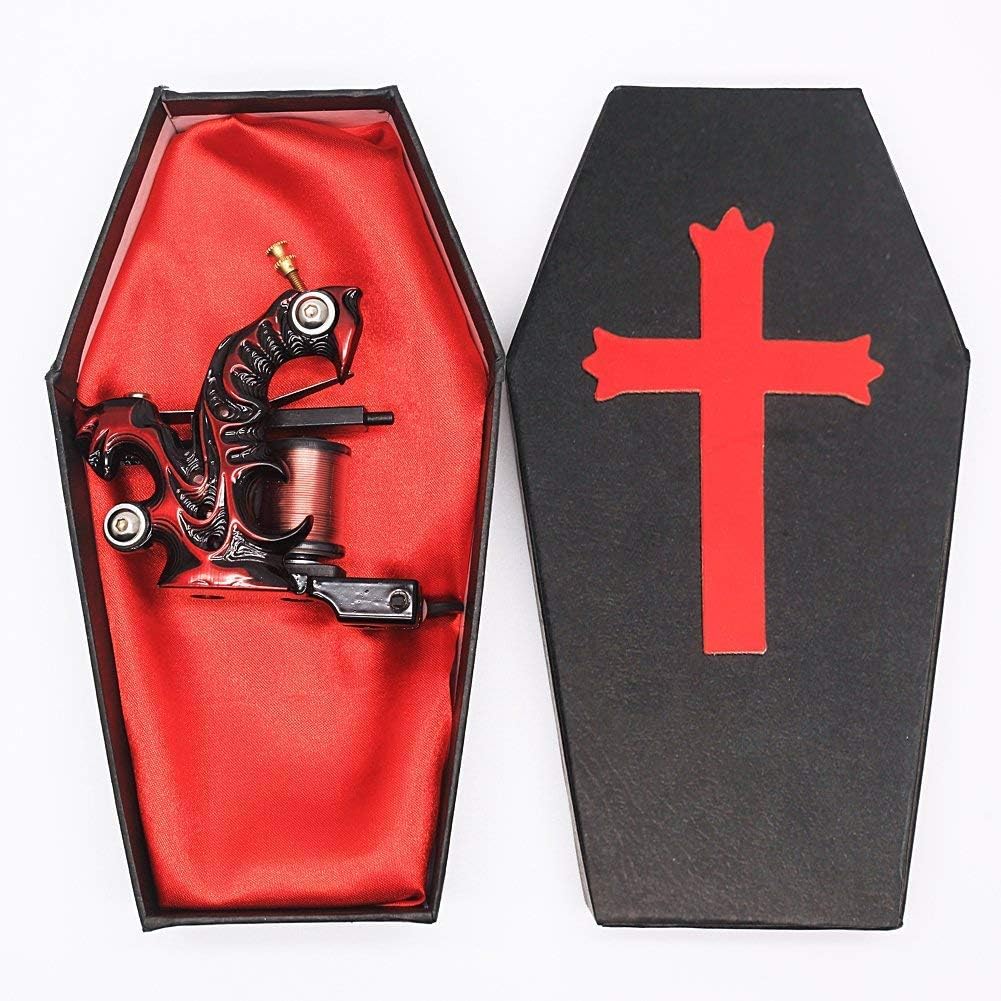 Artistry Fire Red Cast Iron Liner and Shader Coffin Tattoo Machine