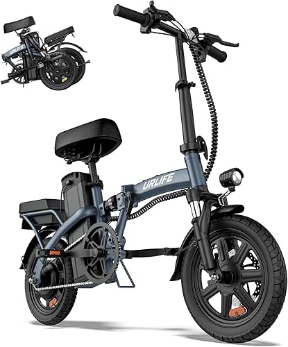 URLIFE Folding Electric Bike for Adults, 14" Portable Commuter ebikes,