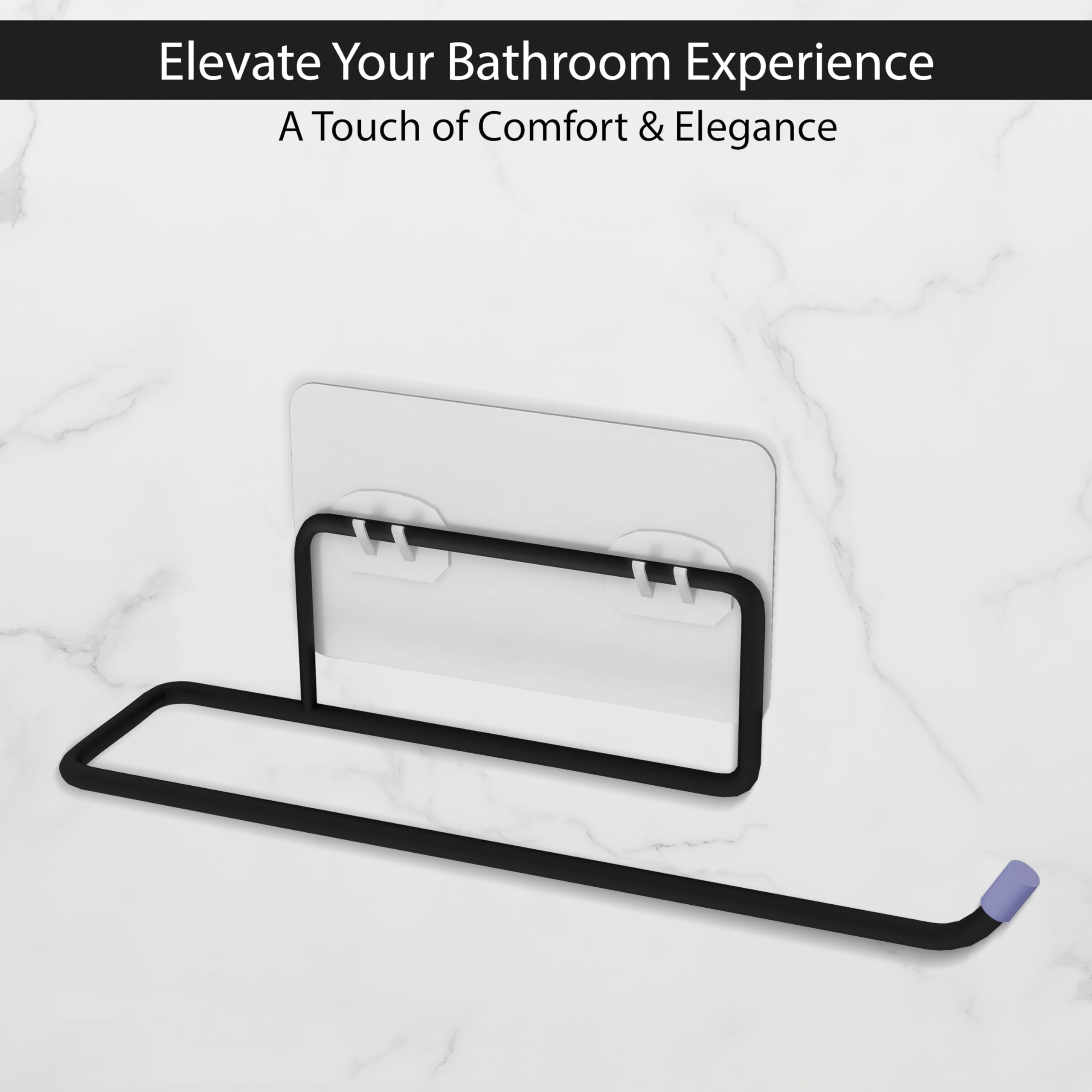 Ruboxa Self Adhesive Toilet Paper Stand/GI Steel Tissue roll Hanger for Bathroom - Pack of 2 (248, Black) 3