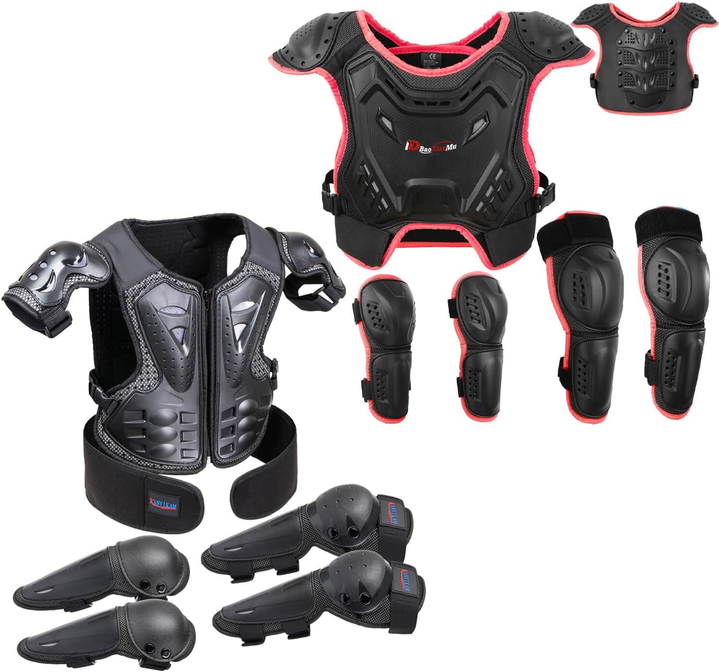 Kids Motocross Vest Suit for Dirt Bike MTB ATV, Back Chest Knee Elbow Protector for Children 2 Sets