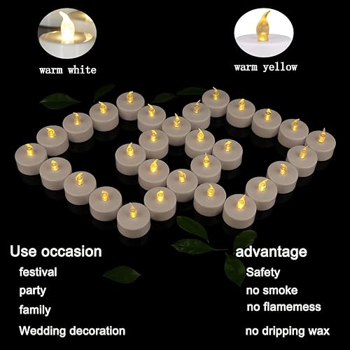 Miniatura 4 de Paquete de 100 velas de té a batería, velas de té LED realistas, brillantes, parpadeantes, sin llama, funciona con regalo, para celebración de