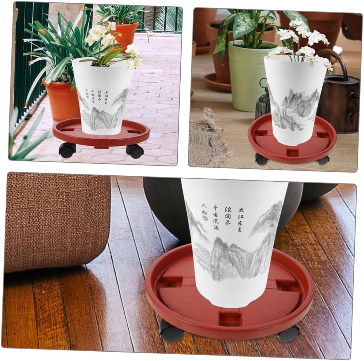 Toyvian 2pcs Wheels Planter Stand Movable Flower Pot Tray Swivel Casters Heavy Duty Plant Holder for Use