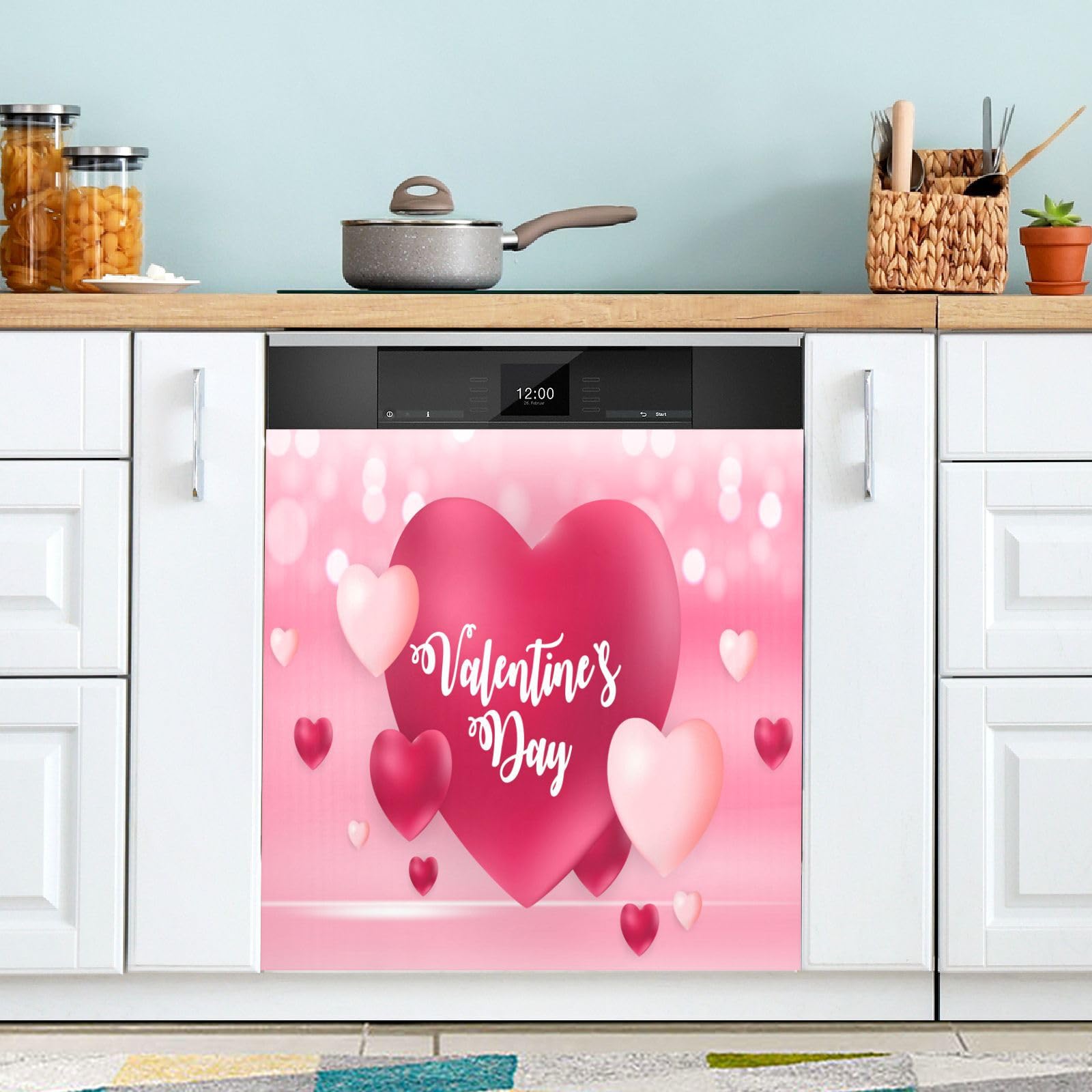 Valentine's Red Hearts Dishwasher Magnet Cover - 23x26 Inch Decorative Magnetic Panel For Kitchen Appliances - View #7