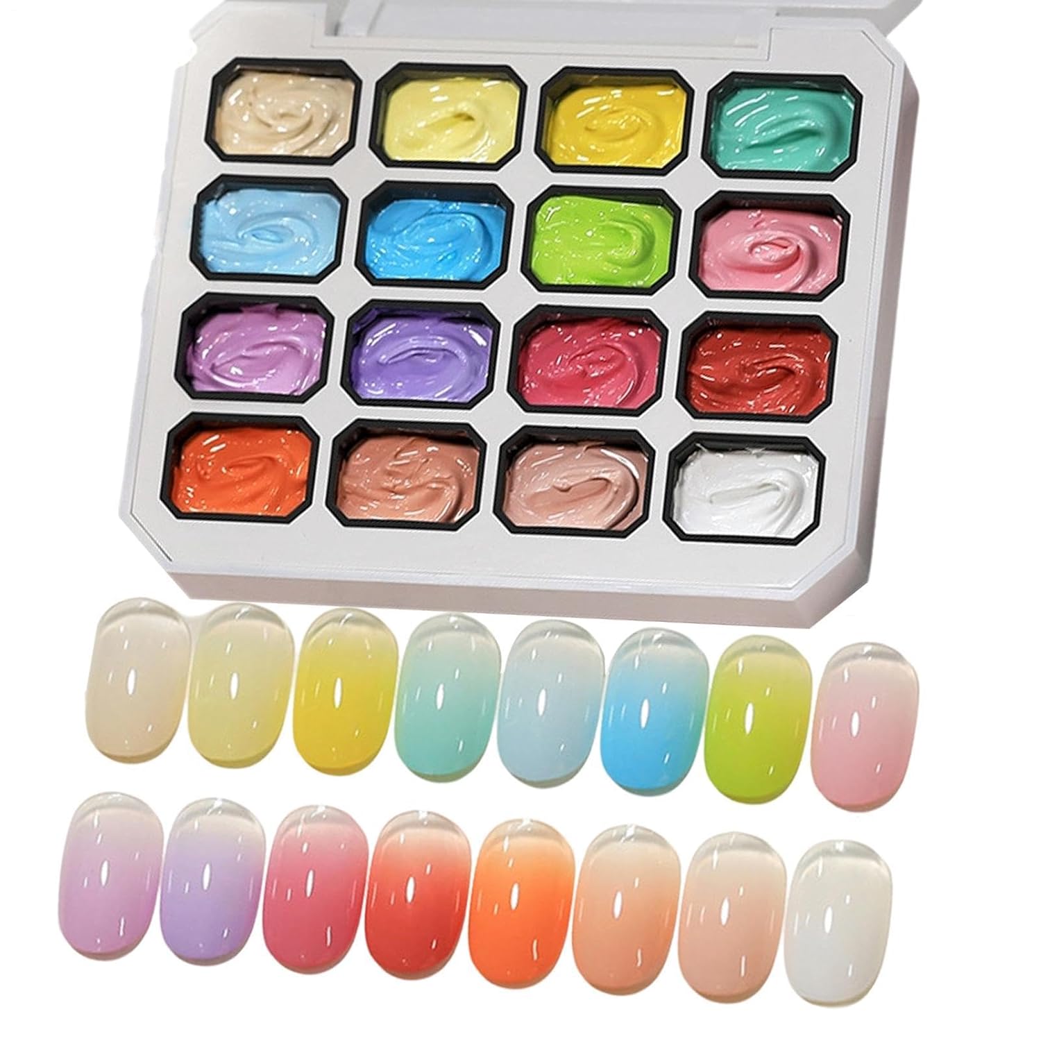 Pat Gel Palette - 16 Color Professional -Long Lasting Nail Desig Makeup Kit