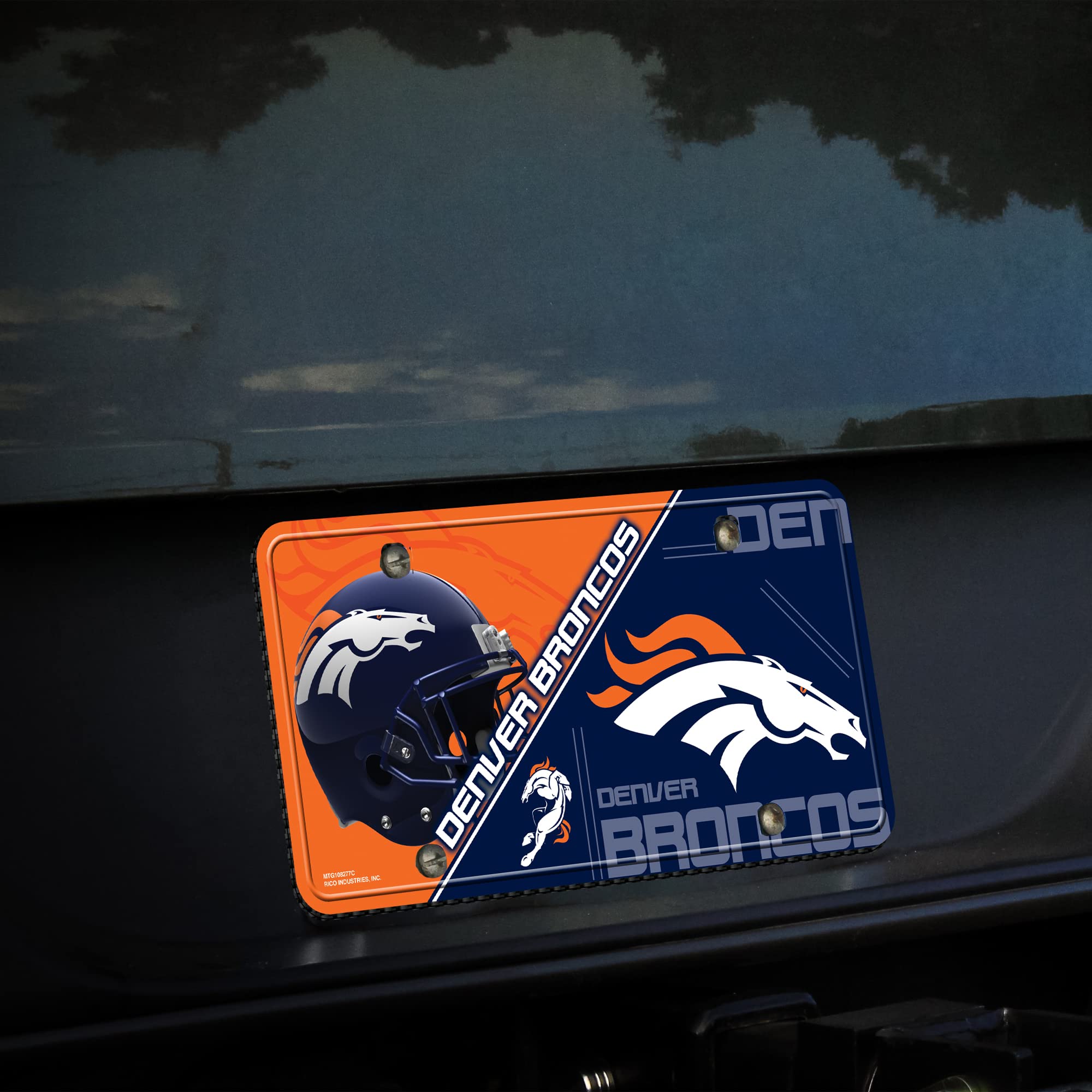Rico Industries NFL Denver Broncos mixte Denver Broncos Metaldenver Broncos de plaque d'immatriculation en métal de plaque d'immatriculation, Team Couleur, taille unique