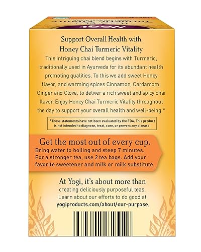 Vista 4 de Yogi Tea, Honey Chai Turmeric Vitality, 16 ct