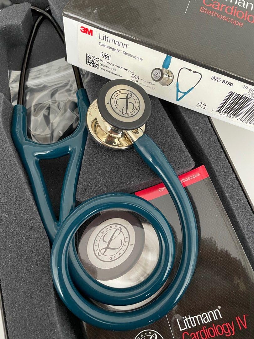 3M Littmann® Cardiology IV - Stetoscopio con incisione laser gratuita Blu Caraibi - Champagner - 6190