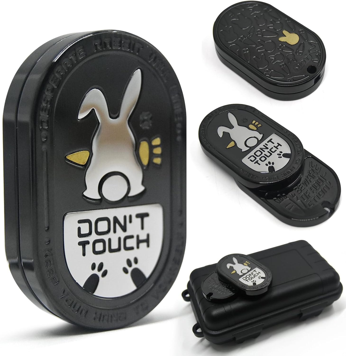 Fidget Toys Adults, Premium Alloy Mechanical Fidget Toy, Rabbit Ding Ding Fidget Slider, Help Relieve Stress,Compact Portable Sensory Fidget Tool,Gifts for Adults (Black)