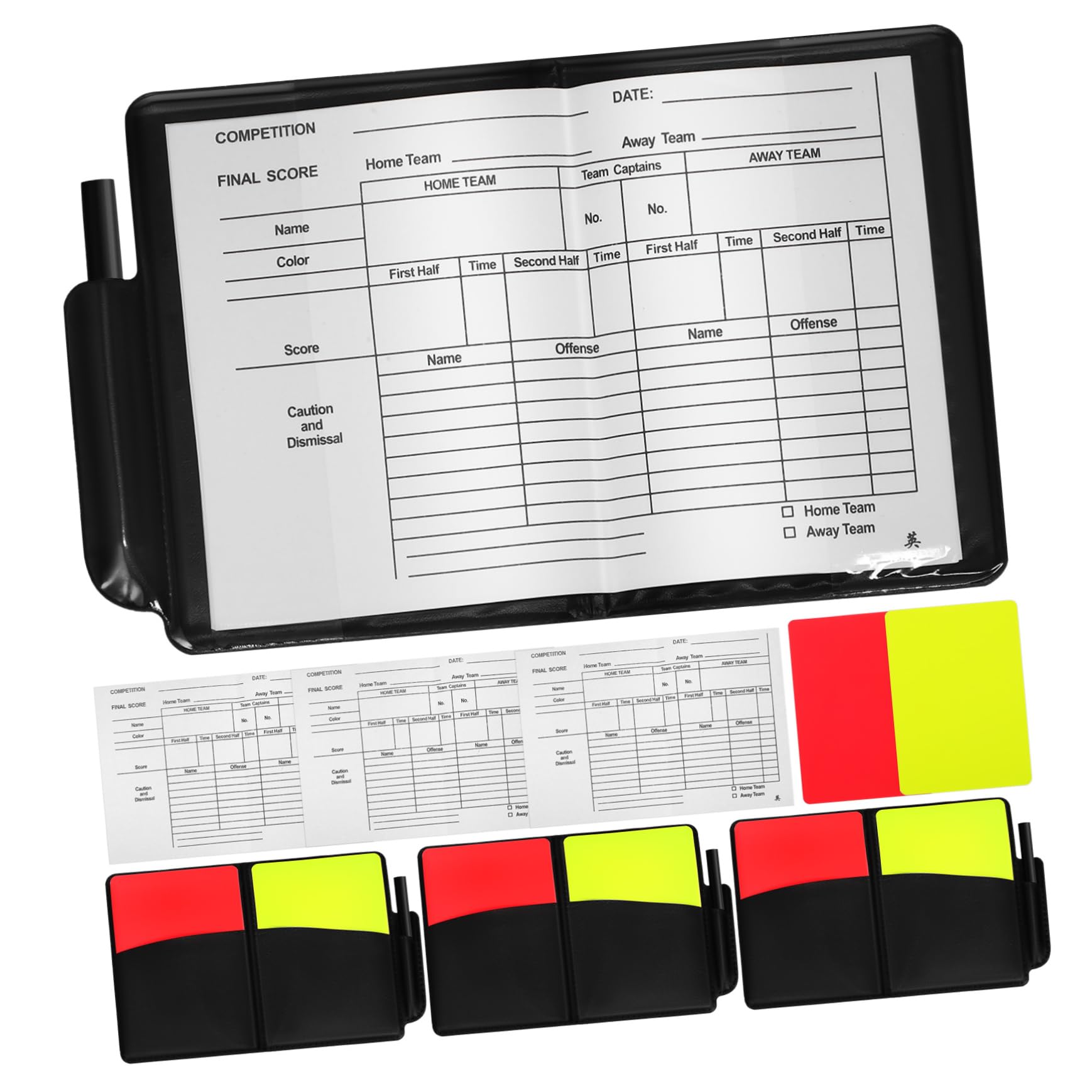 BRIGHTFUFU 4Sets Referee Card Kit Red Yellow Cards Scorebook Pencil Material for Soccer Volleyball Football Referees Complete Game Management