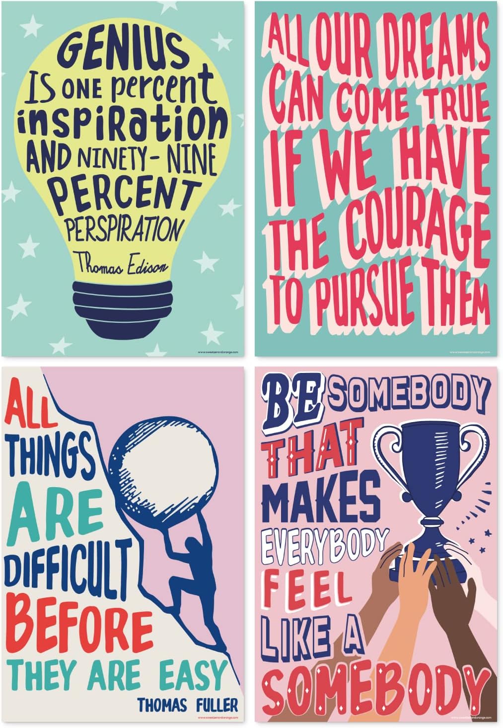 Sweetzer & Orange Growth Mindset Posters for Middle and High School Classroom Decorations – Set of 13 Motivational Posters, Inspirational Posters and Quote Posters! 15 x 22” Large Poster Bundle