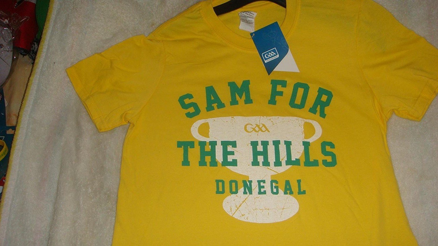 DONEGAL Official GAA Ireland County SAM for The Hills t-Shirt Size Large Very Rare Limited Stock Yellow