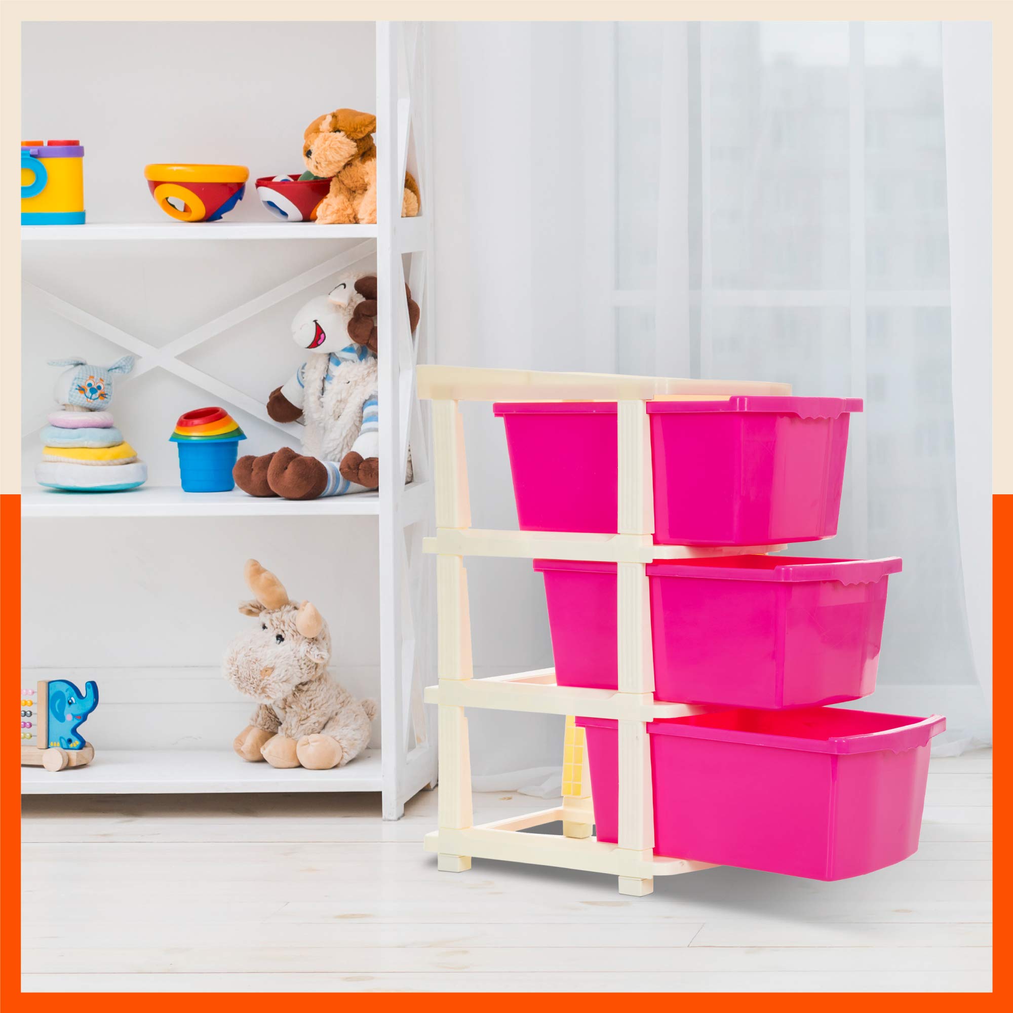 Bathla STOMO 3XL Drawers Multi-purpose Modular Storage for Home, Kitchen & Office | Easy to Move with Trolley Wheels | Chest of Drawers | Pink (Plastic) (B08S3W55MR) Amazon Price History, Amazon Price Tracker