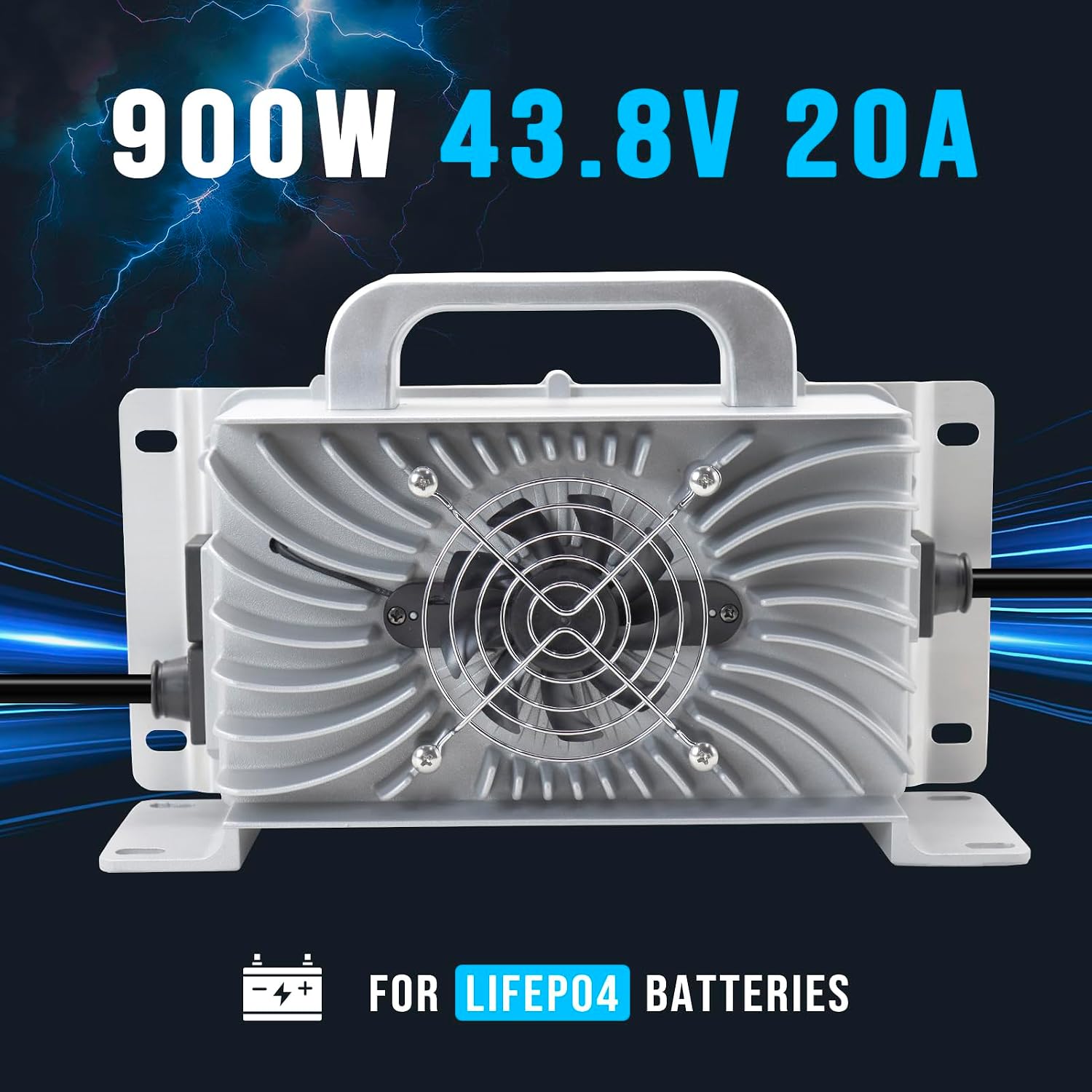 43.8V 20A Lithium Onboard Battery Charger for 36V (38.4V) 12S LiFePO4 Battery, IP67 Waterproof Smart Charger for Golf Cart RV Truck Boat Home
