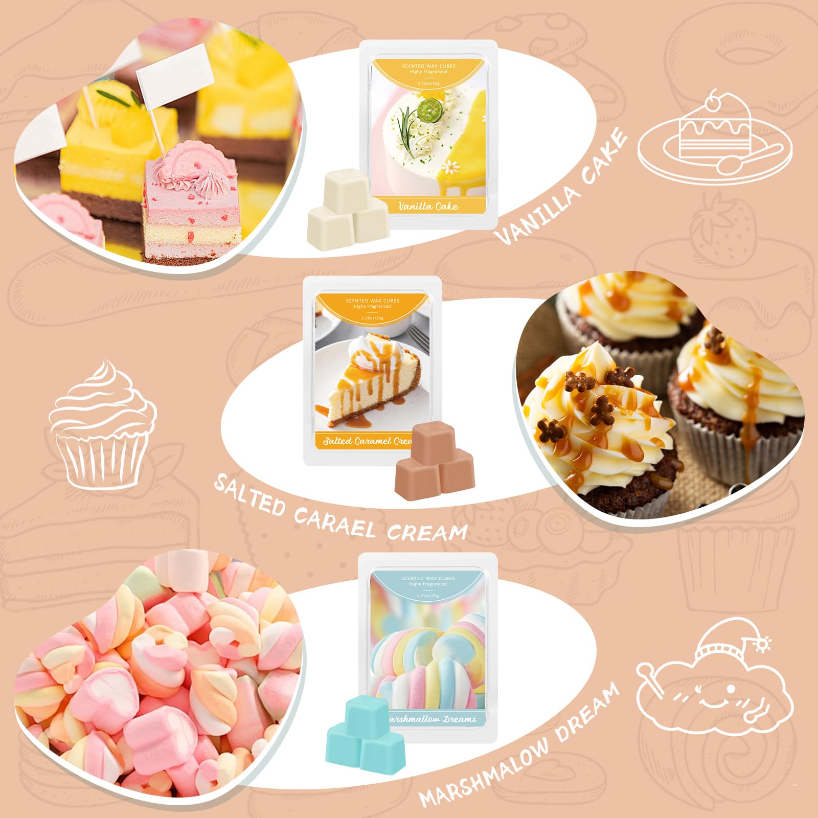 DERDUFT Wax Melts 6 Pack, Scented Wax Melts, Wax Cubes, Scented Soy Wax for Wax Warmer Mlet for Home Fragrance - Image 3