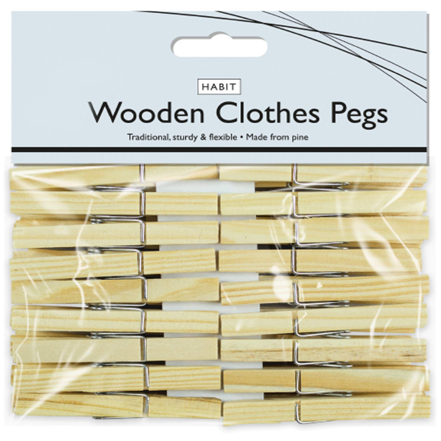 Habit 120 X Wooden Pegs Heavy Duty Pine Clothes Laundry Washing Line Airer Dryer Wind Air Vibrant Sun Sunshine Uk Free P&P