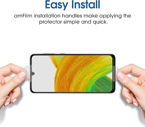 Miniatura 3 de amFilm Paquete de 3 protectores de pantalla de vidrio templado compatibles con Samsung Galaxy A33 5GA32 4GA22 4G con kit de fácil instalación,