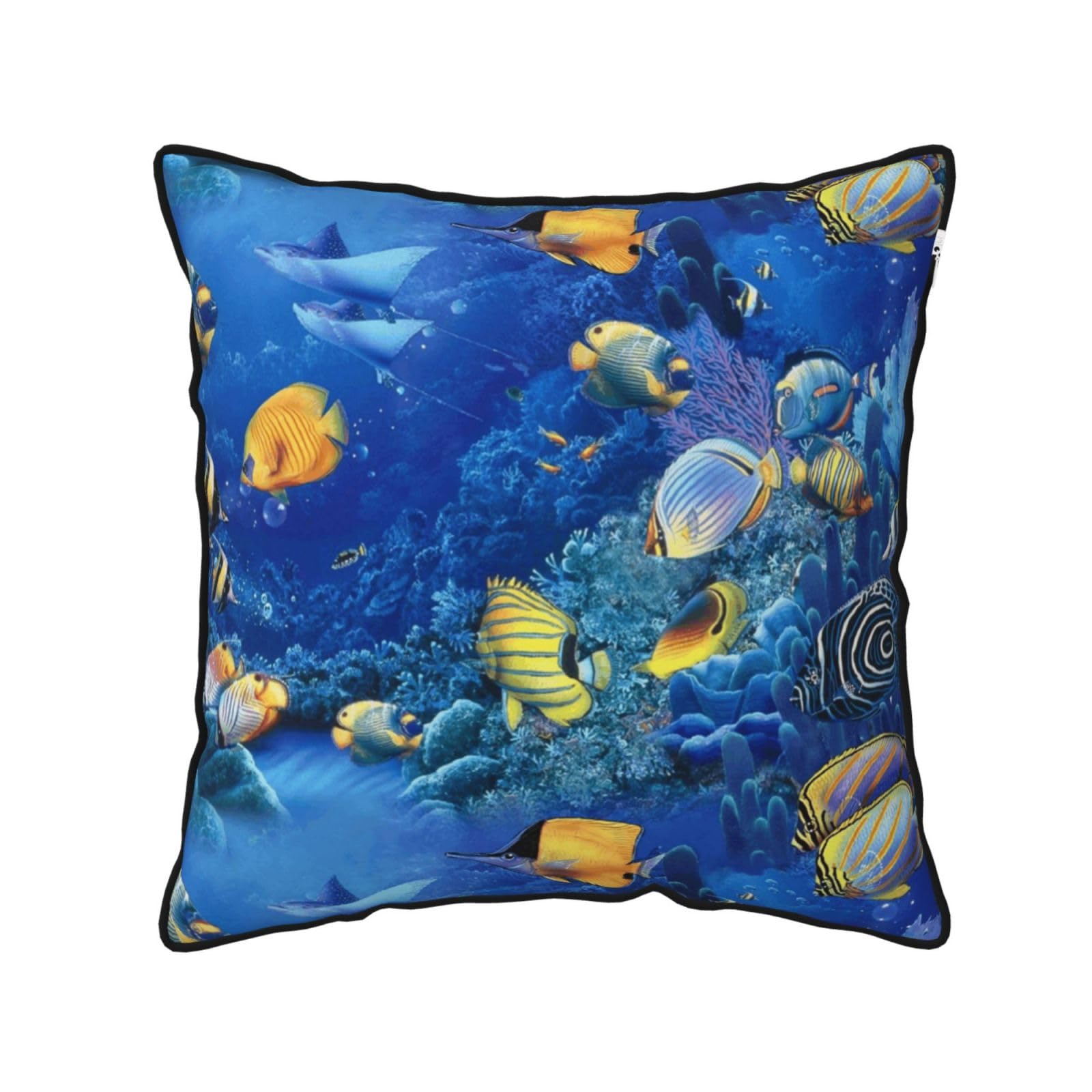 FZGGWYHL Tropical Fishes printed Velvet Throw Pillow Cover Pillowcase