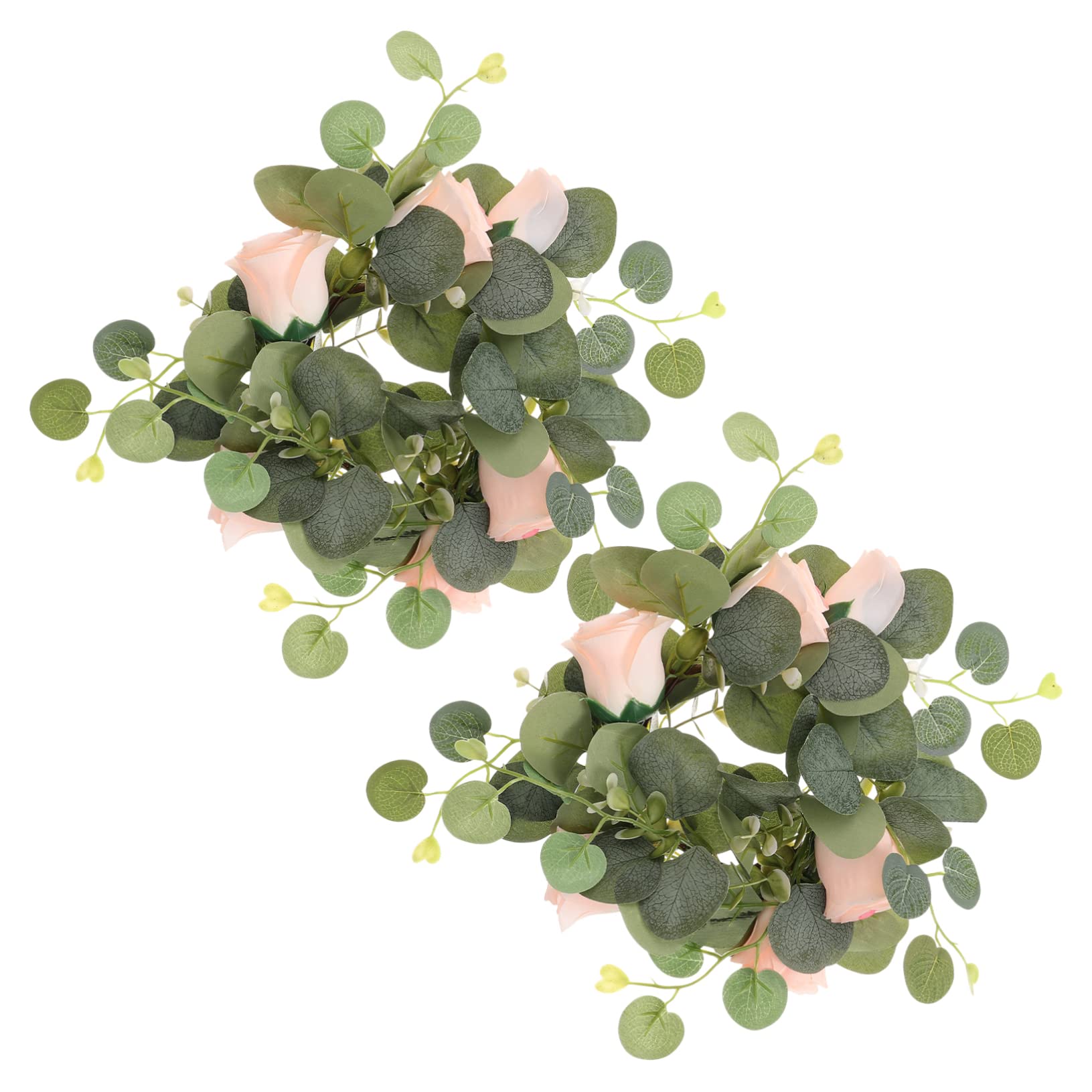 VINTORKY Realistic Leaf Candle Rings Artificial Candle Wreath Ring Perfect for Christmas Wedding Decor Home