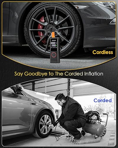 Miniatura 2 de Inflador de neumáticos, compresor de aire portátil de 160 PSI, apagado automático, bomba de aire inteligente para neumáticos de automóvil, inflado 2