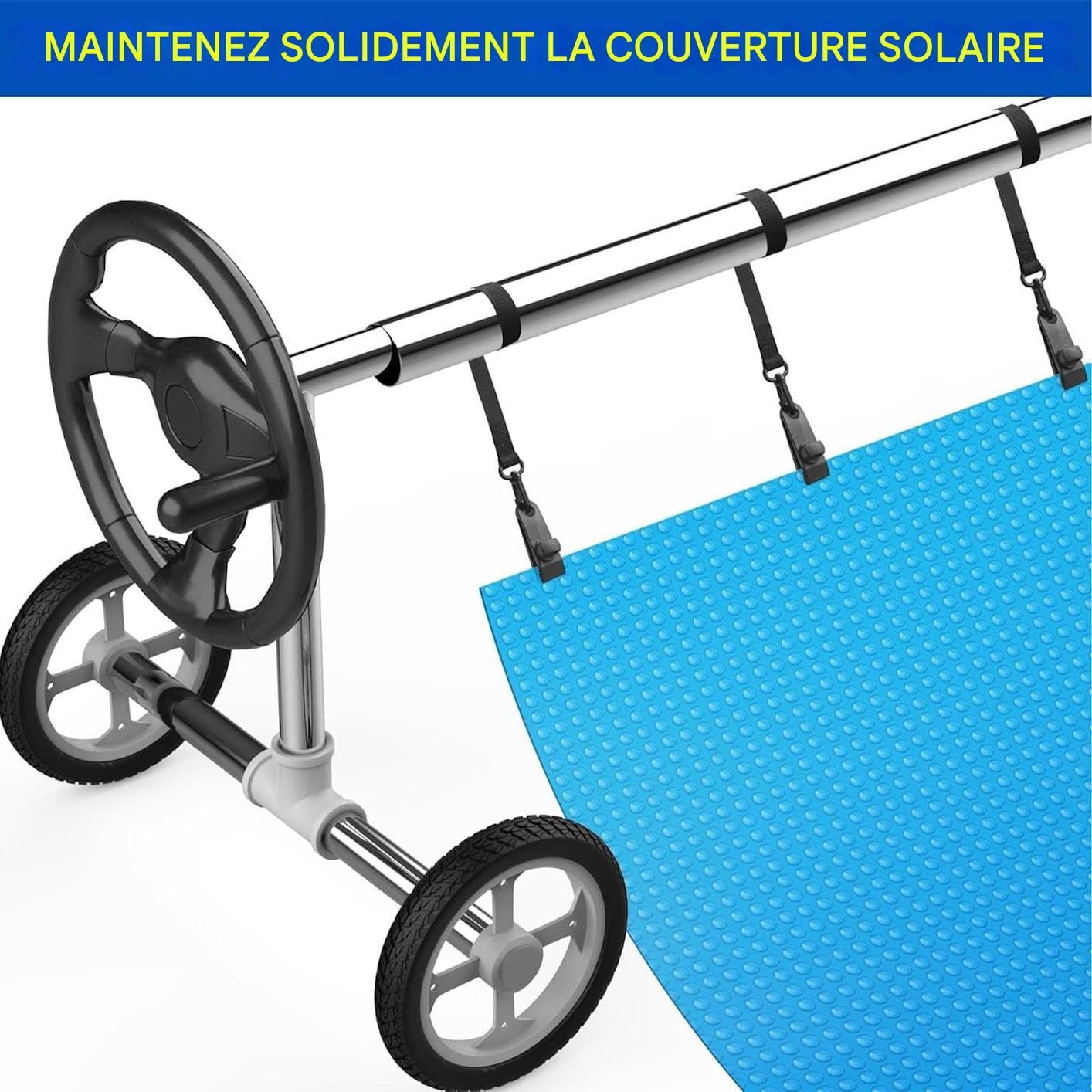 Kit Attacco Avvolgitore Telo Solare Piscina Presa Robusta Installazione | Set Fissaggio Rullo Copertura Piscina Fermagli Per Cinghie, Giardino, Casa, Patio, Piscina Fuori Terra