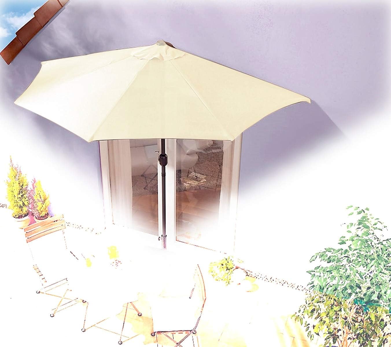 Amazon.de IMC Sonnenschirm halbrund beige Balkon mit Kurbel Wandschirm