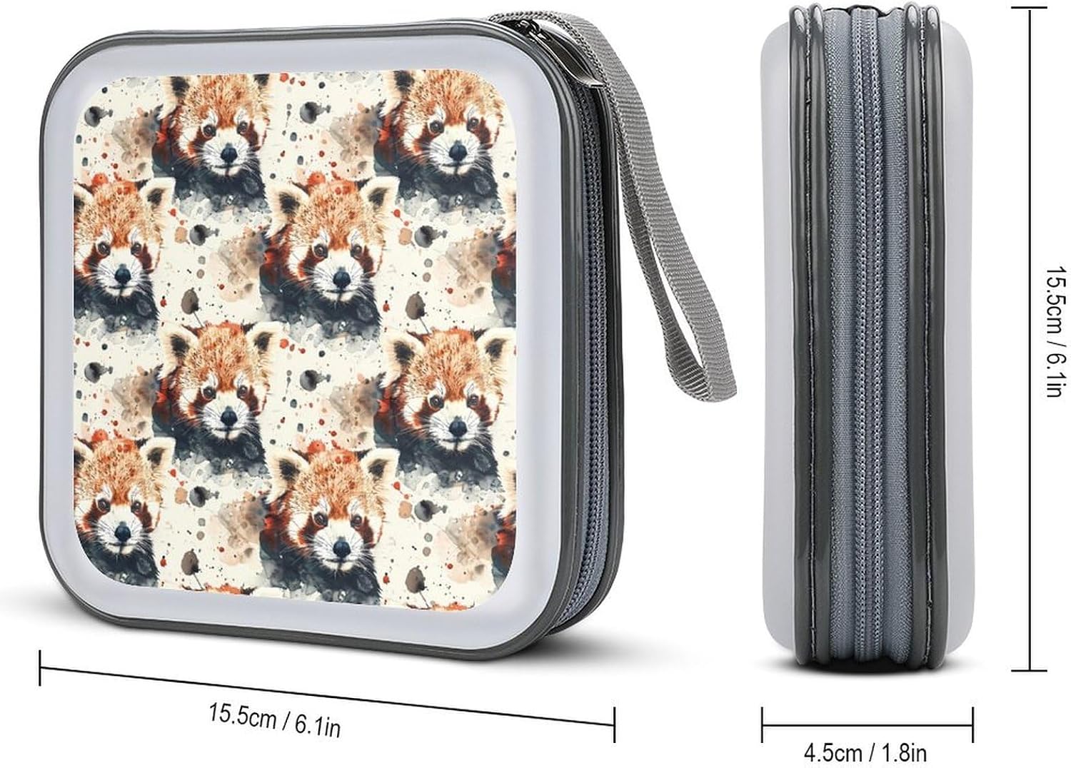 Watercolor Red Pandas Funny CD Cases Holder DVD Disc Portable Storage Binder Bag 40-Capacity