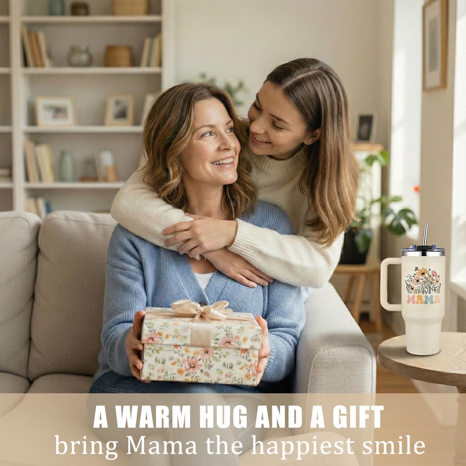 Mama Tumbler Gifts，40oz Tumbler with Handle for Moms, Travel Tumbler Gifts for Mother's Day women Birthday Christmas, Mama s Gift from daughter and Son - Image 7