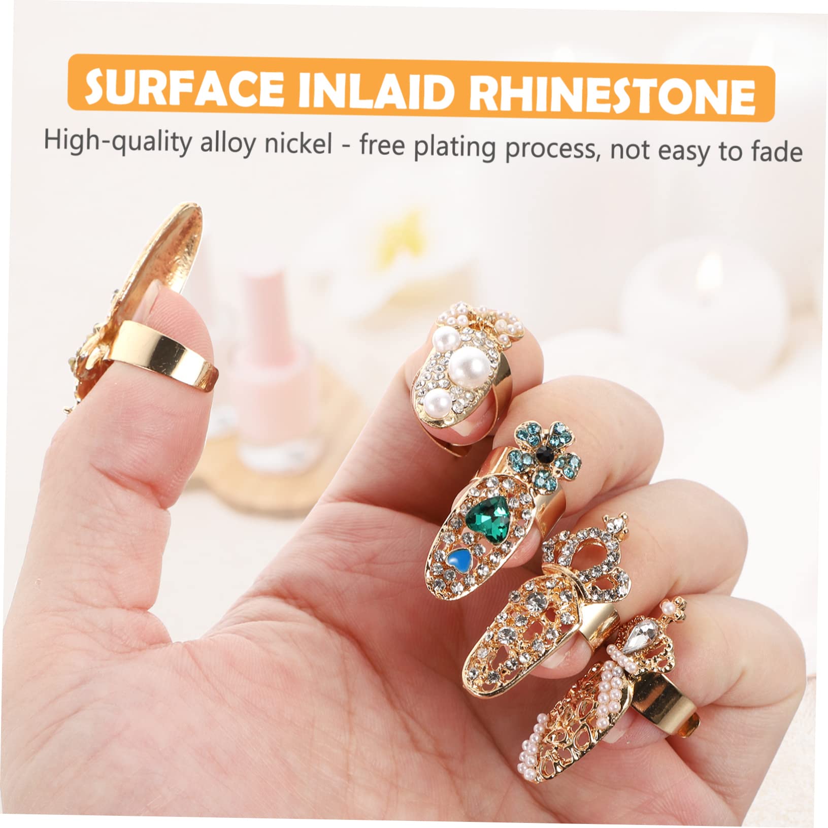 12 Pezzi Anelli per Unghie in Lega Pietre Decorative per Donna Accessori Manicure per Feste e Cerimonie Design Elegante e Semplice Stile Casuale