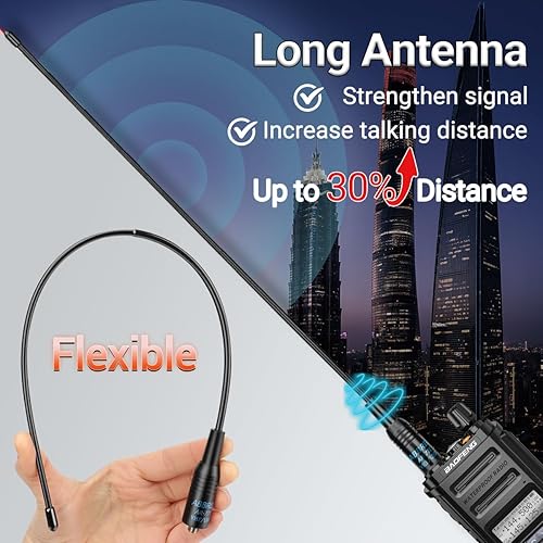 Miniatura 7 de BAOFENG UV-9R Pro 8W Radio de dos vías Radio de mano de doble banda tripotencia impermeable de largo alcance recargable Walkie Talkies con cable de