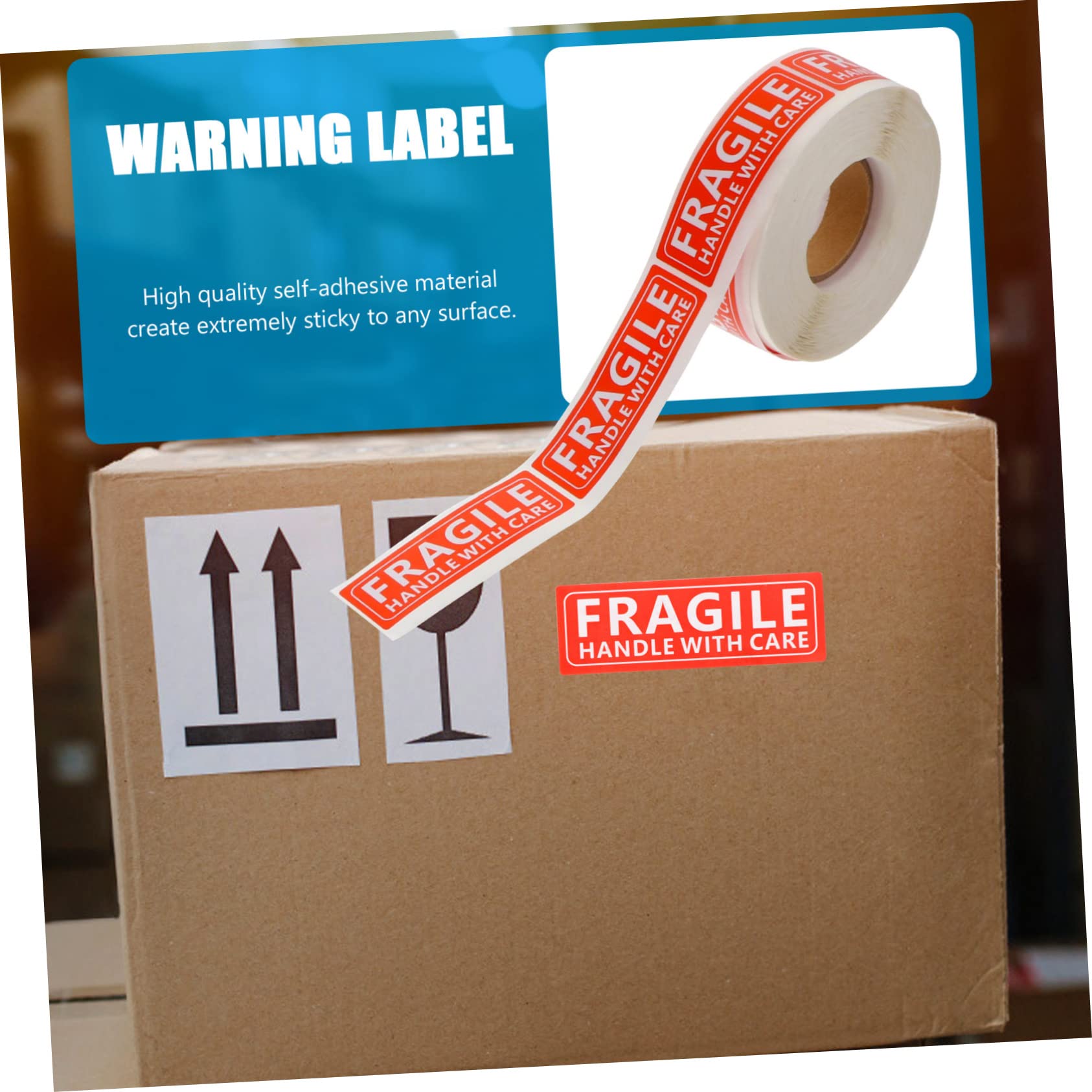 Tofficu 2rotoli Etichetta Adesiva Fragile Maneggiare Con Per Spedizioni e Imballaggi Sicuri Facile Applicazione Su Superfici Lisce Design Autoadesivo Per Risparmio Versatile Uso