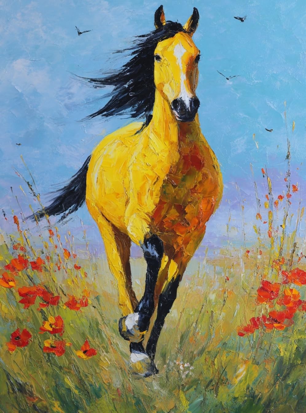WANGWANGMIAO Paint by Numbers for Adults Galloping Horse,DIY Painting by Numbers Kits on Canvas Hand Painted Artwork Gift Home Decoration 16x20inch，with Frame