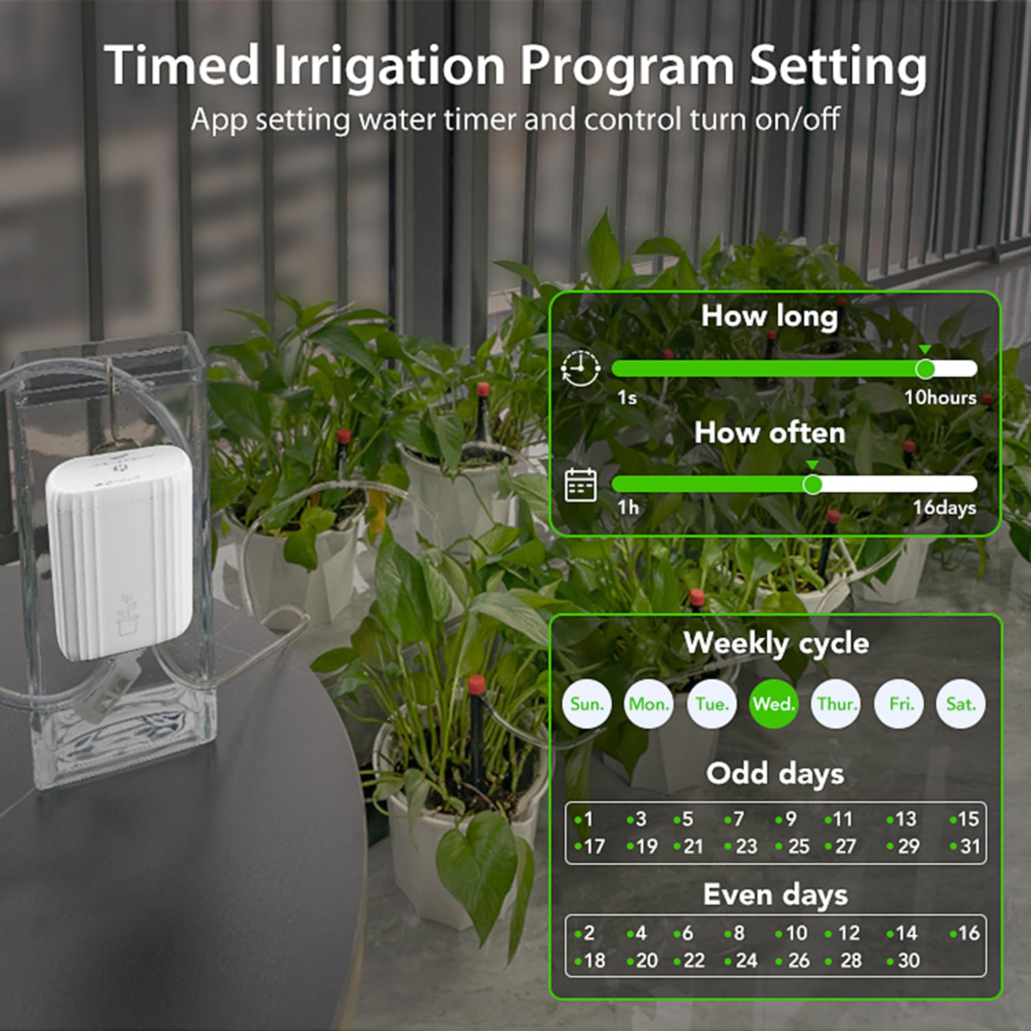 Système d'irrigation goutte à goutte WiFi : système d'arrosage automatique pour plantes en pot, kits intelligents d'irrigation goutte à goutte avec minuterie d'eau et application d'alarme de pénurie