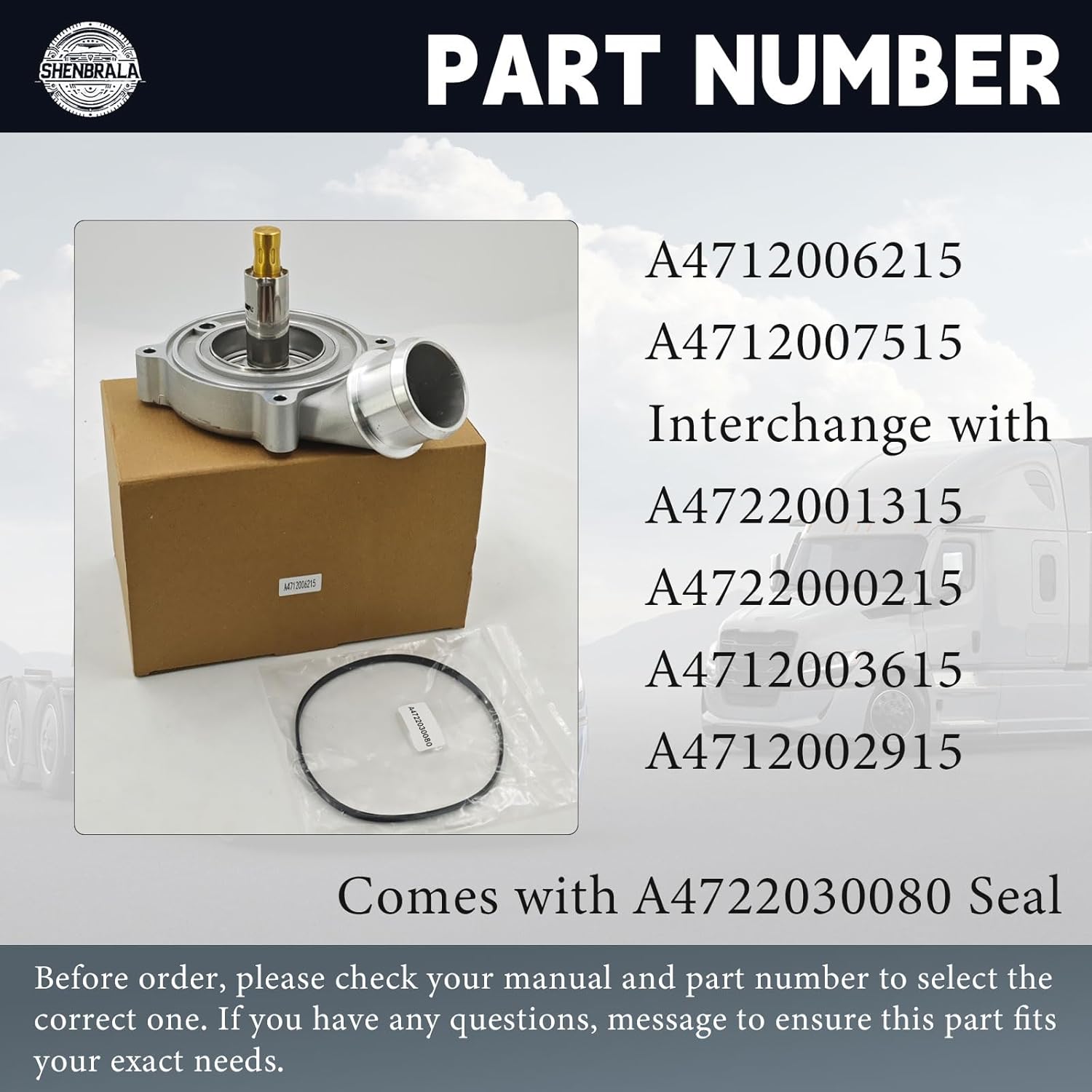 A4712006215 Thermostat with Seal Fits for Detroit DD13 DD15 Engines, Hardened Aluminum Shell, 188 °F/ 87 °C, Classic Appearance; Interchange with A4722001315 A4712002915 A4722000215 A4712003615