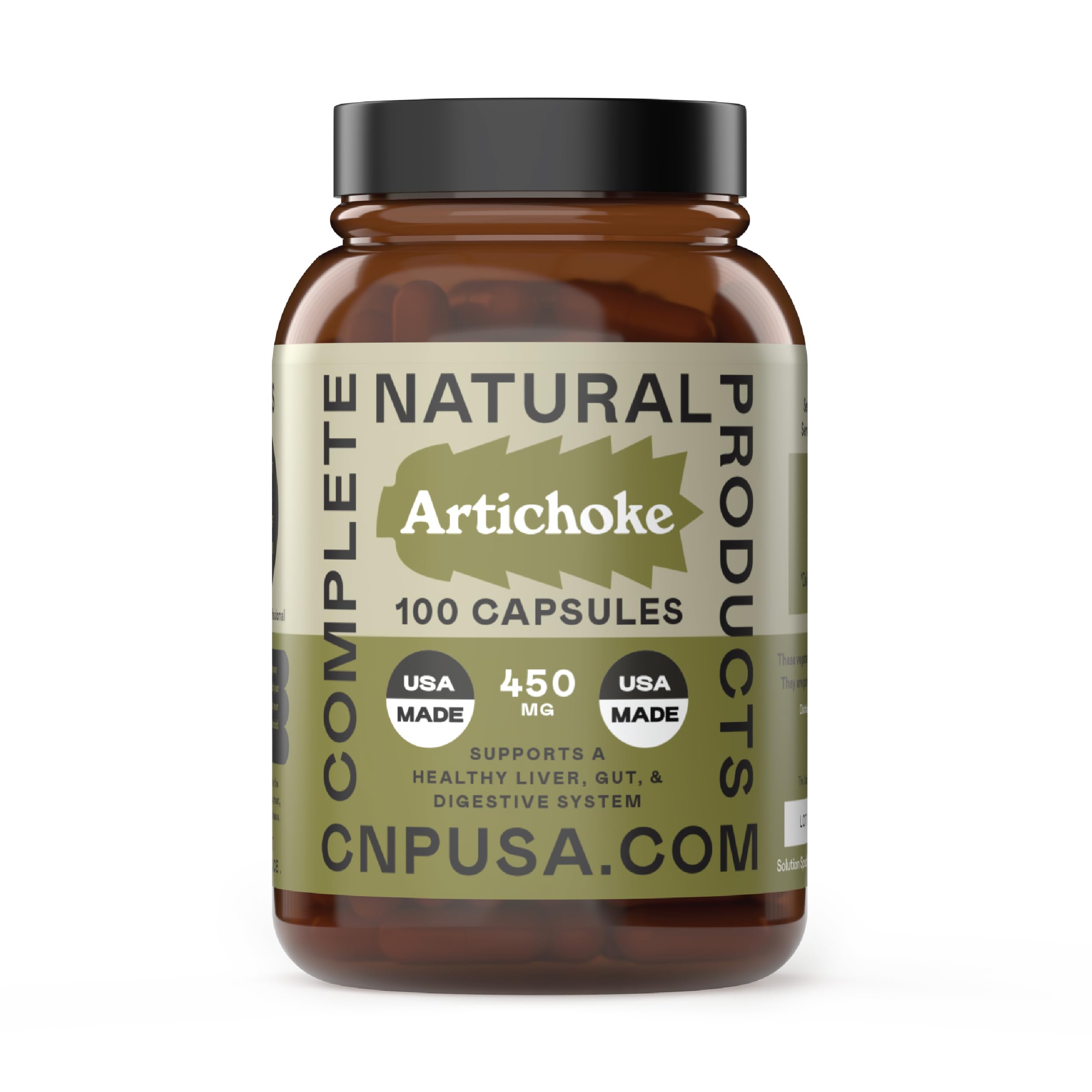 Complete Natural Products Organic Artichoke Capsules 450mg | Vegetarian, Plant-Based Herbal Supplement for Liver & Digestive Support