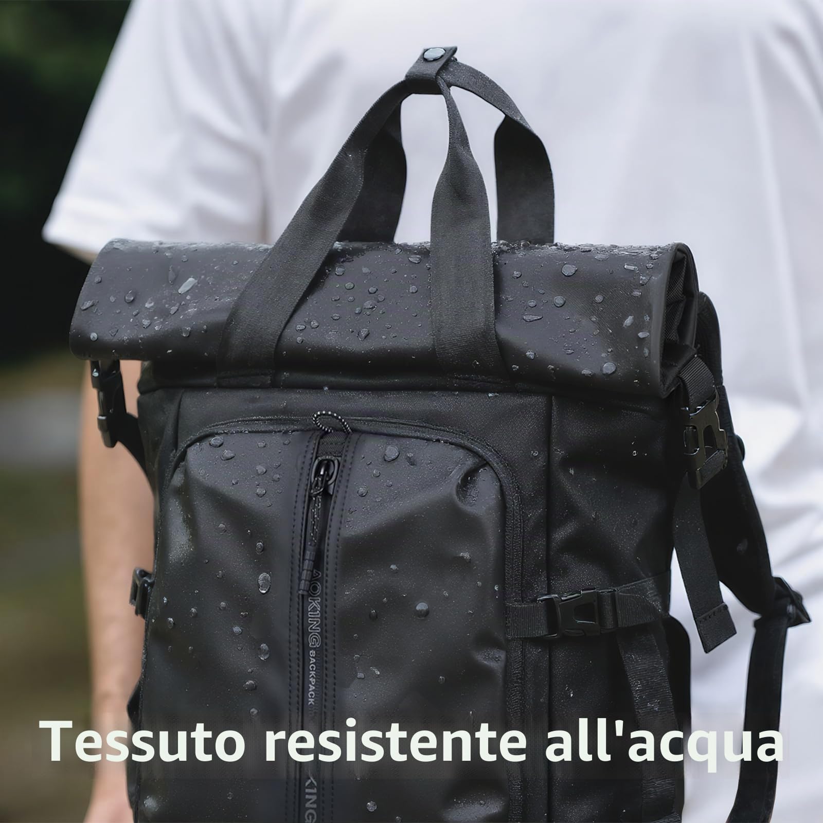 Zaino da donna e uomo, impermeabile, con computer portatile, 15,6 pollici, pieghevole, casual, per ciclismo, tempo libero e viaggi