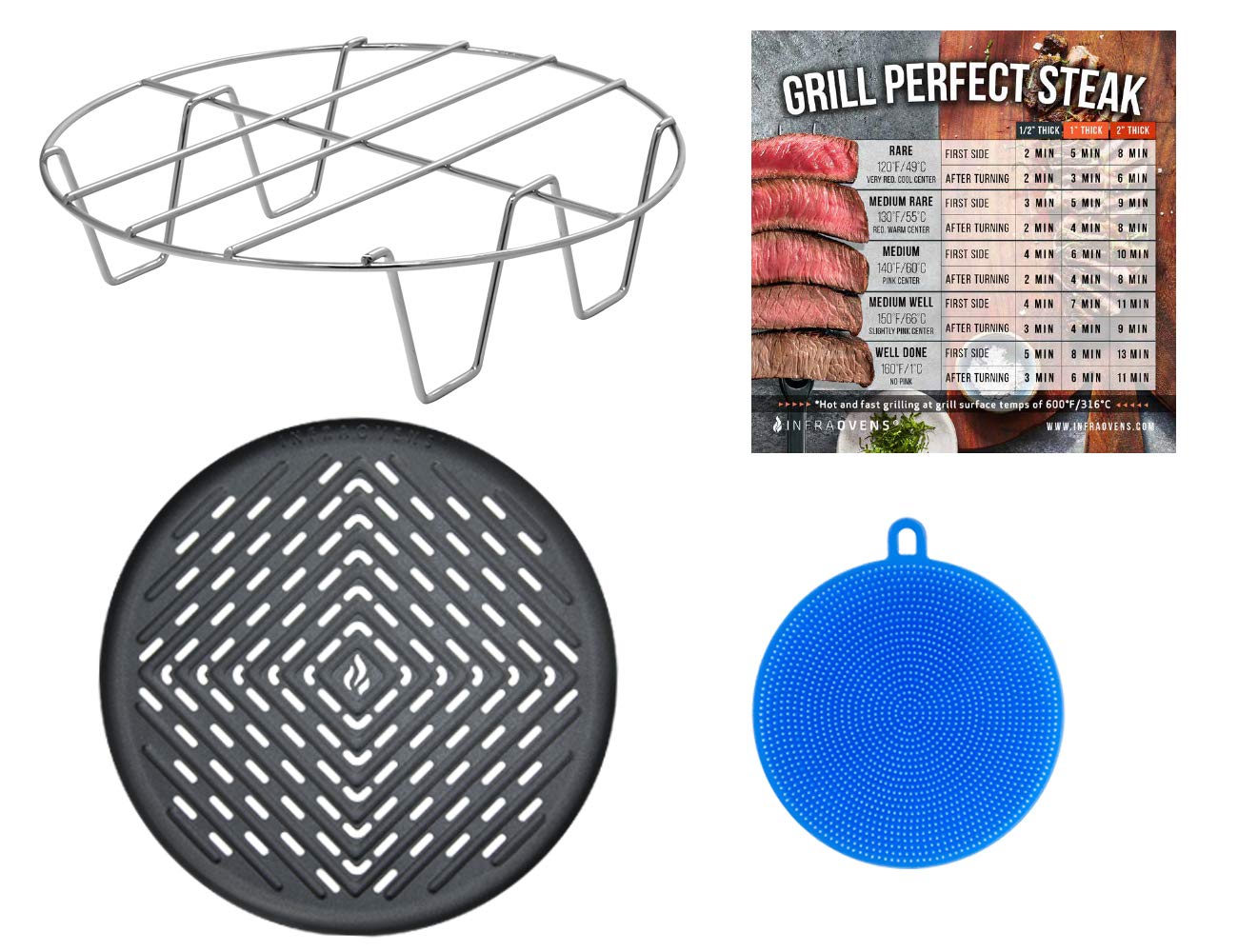 Friteuse à air comprimé 20,3 cm pour grand panier Della et guide spécial steak grillé