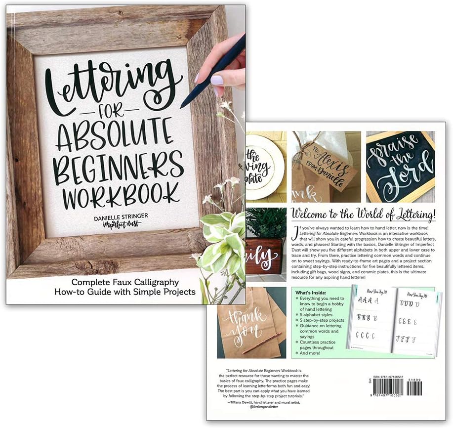 Craft County Simple Hand Lettering Books – Calligraphy – Traceable Alphabets – Practice Sheets – Versatile – How-to-Guide