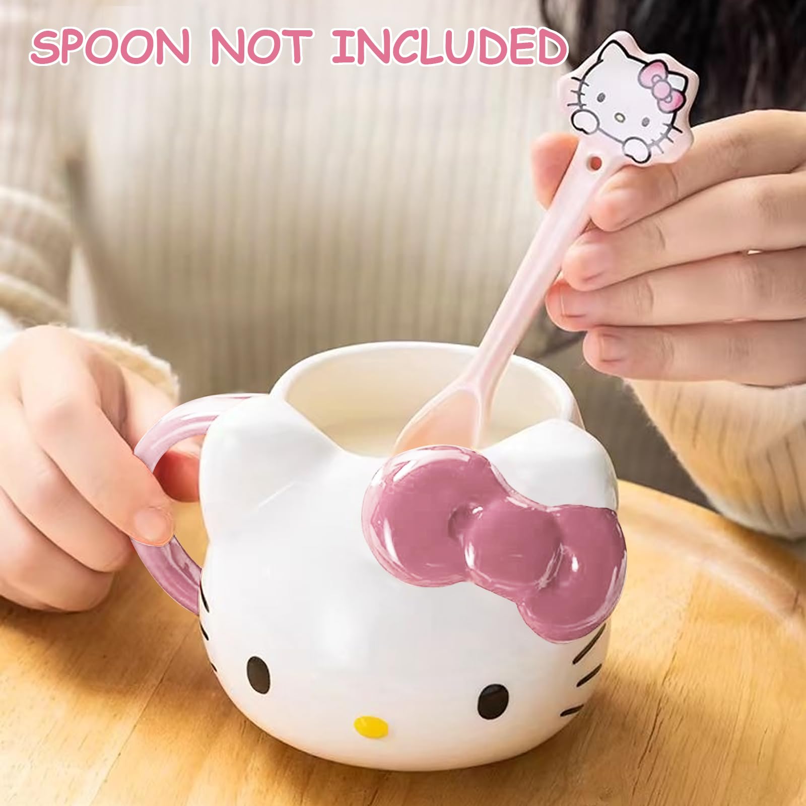 Hello Kitty Tasse, Hello Kitty Cup mit Rosa Schleife, Kaffeebecher Porzellan,  Niedlicher 3D-Becher, Handgefertigte Porzellantasse Geschenk für  Weihnachten Geburtstag Jubiläum : Amazon.de