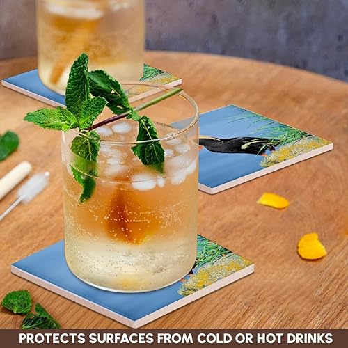 Miniatura 10 de 3dRose Puffin, en un acantilado - Alaska. - Posavasos suaves, juego de 4 (CST_206699_1)