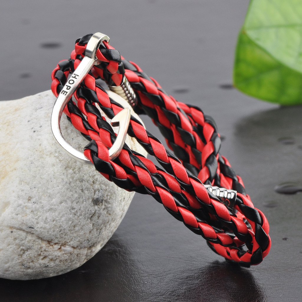 Image secondaire de Infinite U Bracelet tressé Multi-Rangs Multicolore Le Fermoir de l'hameçon Hope en Alliage et Cuir coloré pour Femme Homme