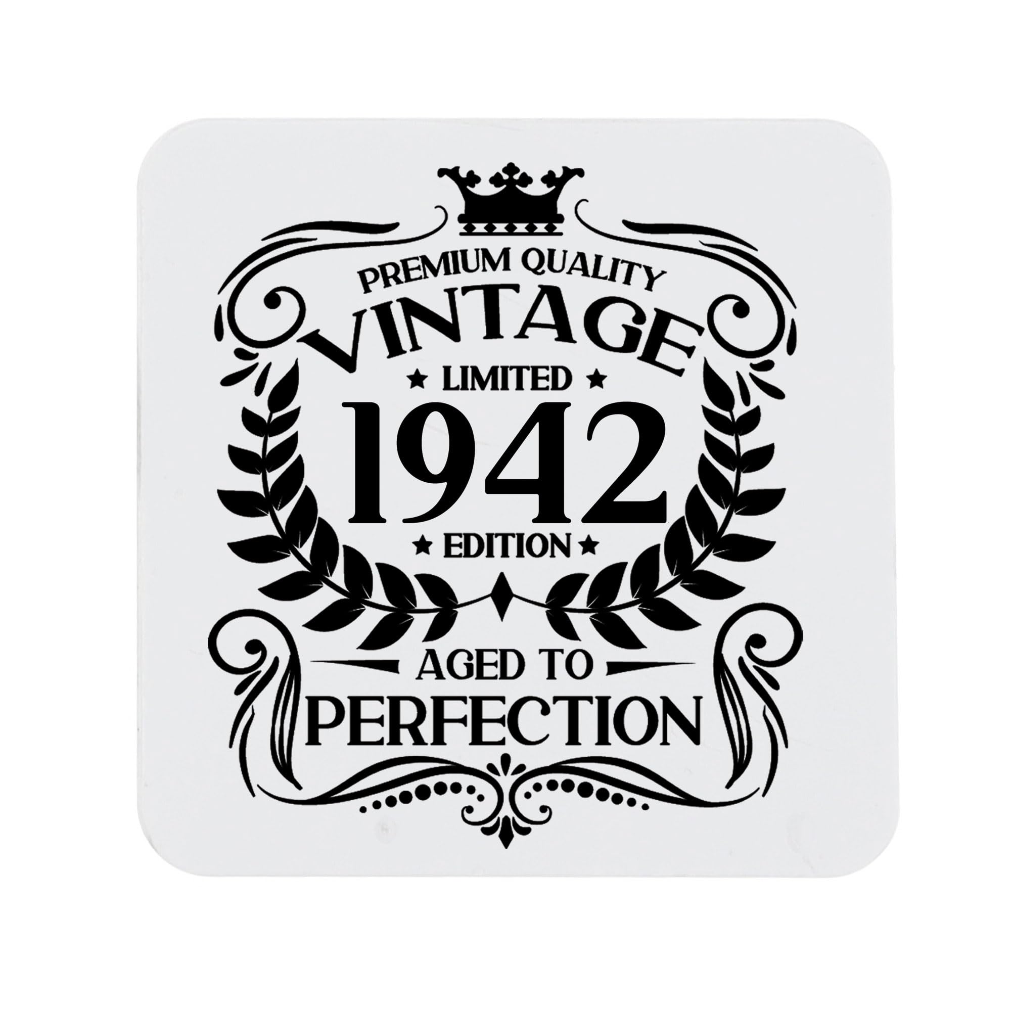 84th Birthday Gift for Men Vintage 1942 Aged to Perfection Printed Coaster Present for 84 Year Old Etched Printed Placemat (Printed Coaster) — image 1