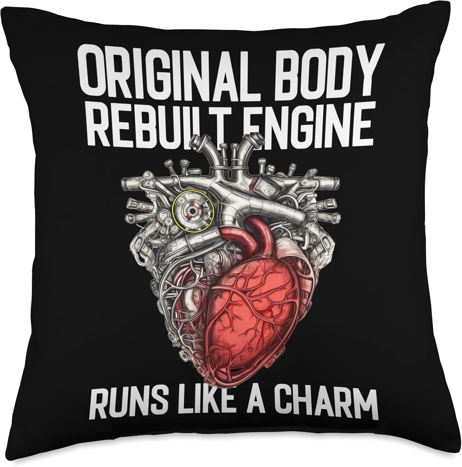 Funny Open Heart Surgery Recovery Survivor for Men Bypass Throw Pillow