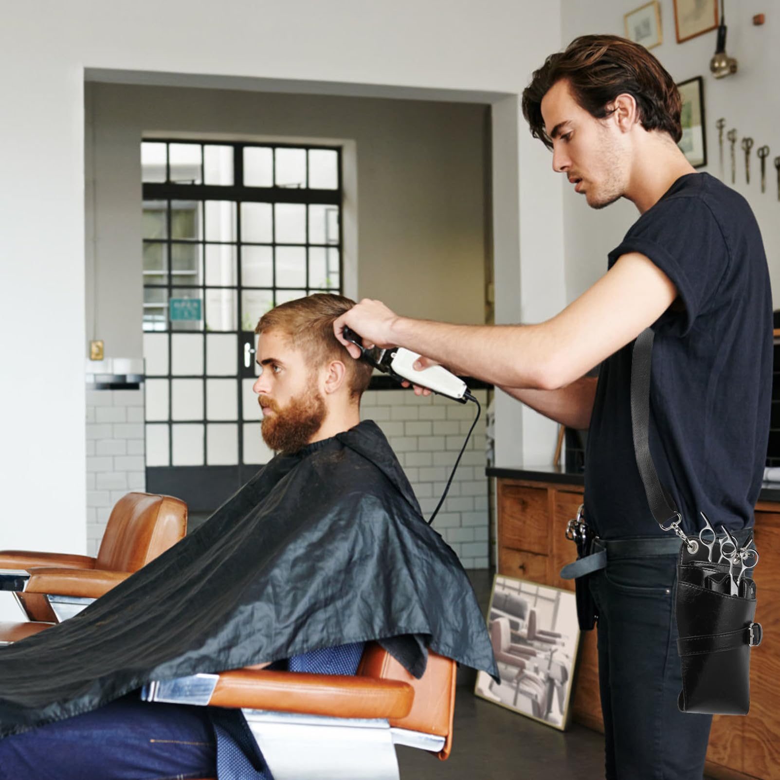 NULYLU Hairdressing Tools Belt Bag Pu Leather Scissor Pouch Professional Fanny Pack for Women