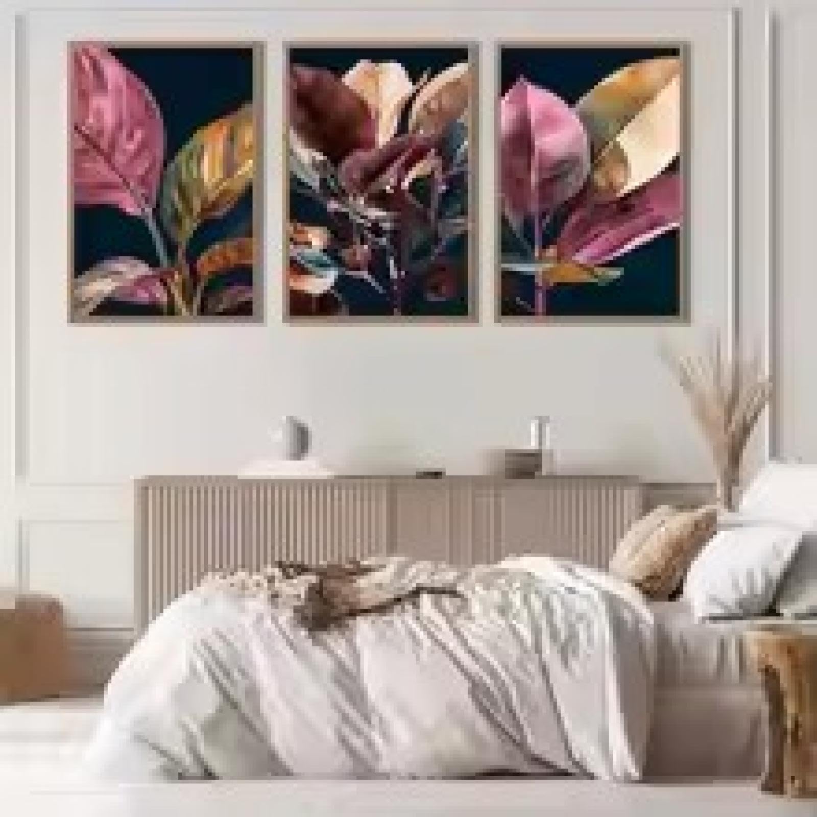 Art mural classique XINBAO triptyque fleurs bleues bohème raffiné - 6