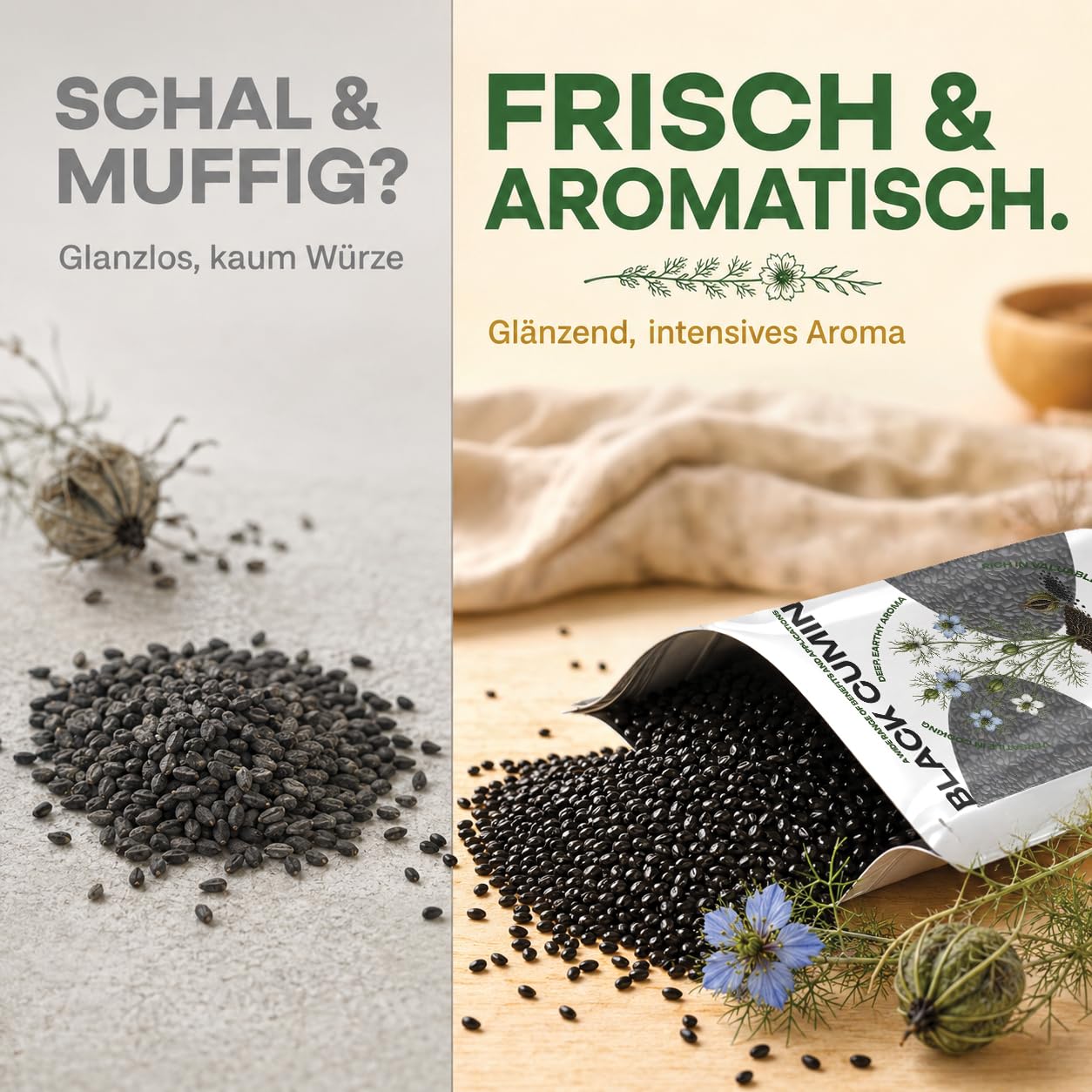 GiDeli Schwarzkümmel Ganz 3x5kg - Echter Nigella Sativa aus Syrien - Tiefes Erdiges Aroma, Schonend Verarbeitet - Frische Ganze Schwarzkümmelsamen Vegan für Brot, Salate, Joghurt & Tee