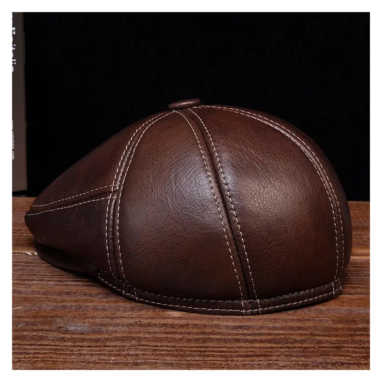 HL027 New Design Men's 100% Genuine Leather Cap/Newsboy/Beret/Cabbie Hat