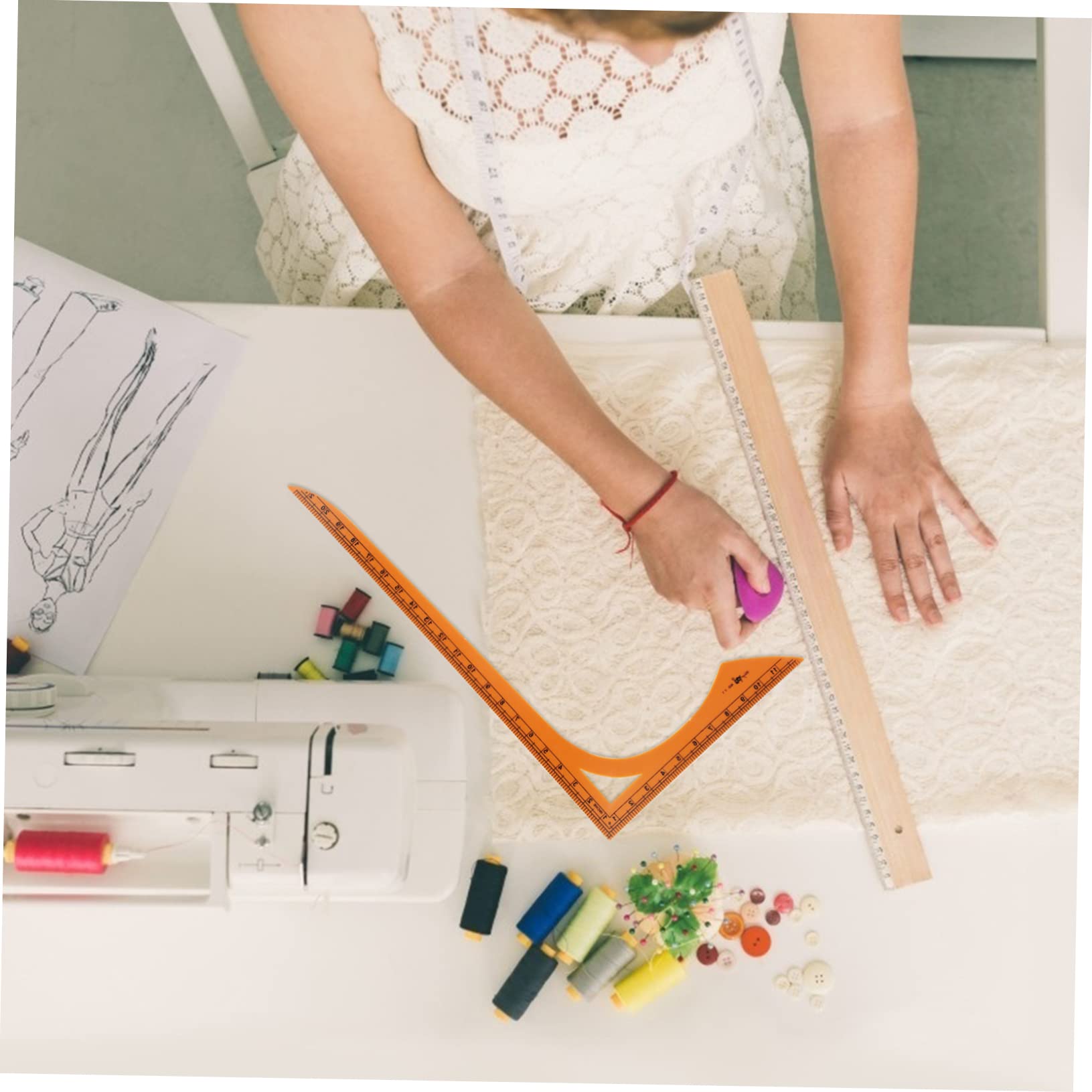 Regla de Corte en Forma de L para Costura y Patchwork, Plástico Duradero Transparente, Doble Escala, Herramienta para Confección y Sastrería Profesionales, Uso Manual en Proyectos