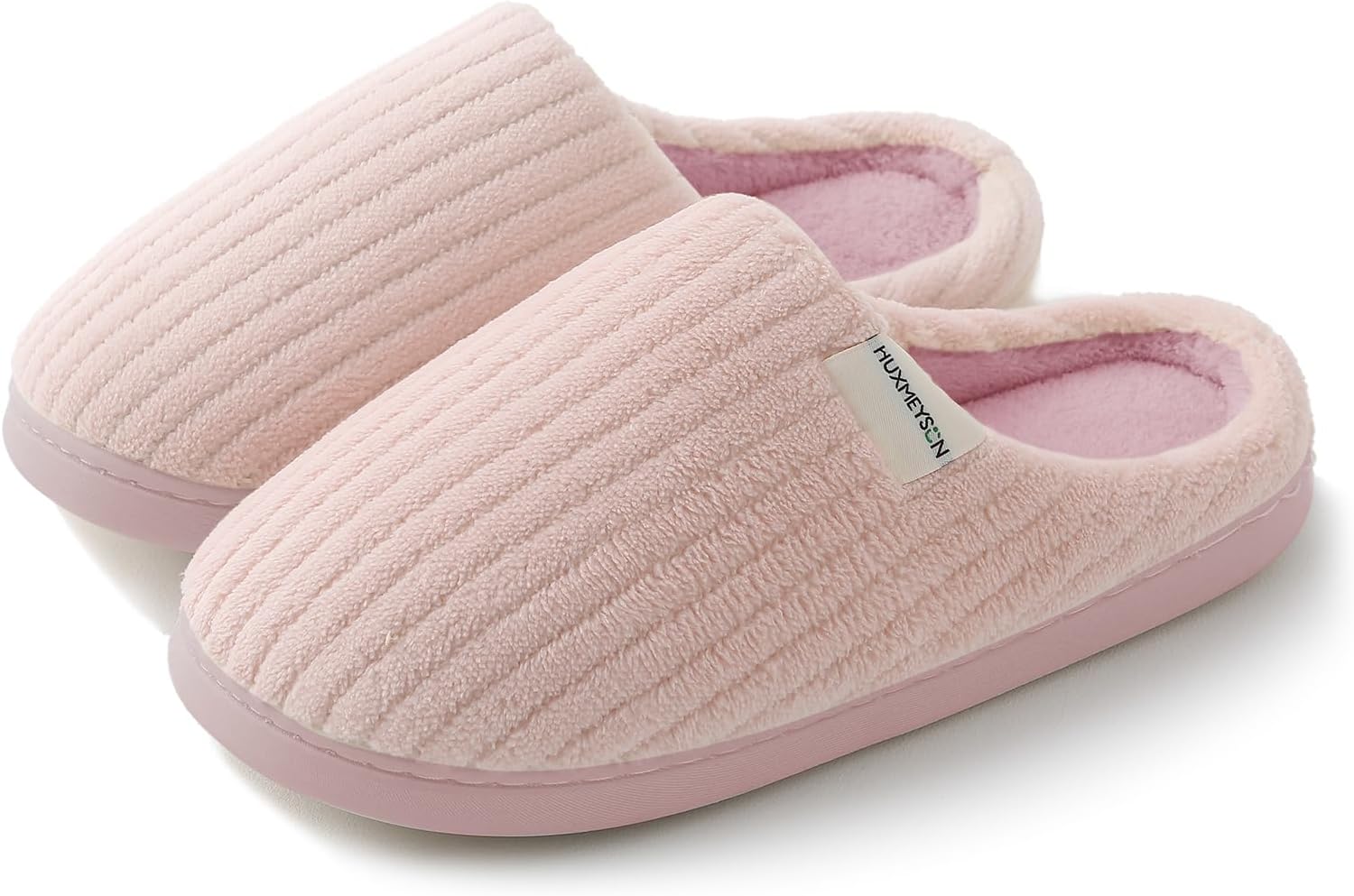 HUXMEYSON Slippers for Women, Warm Memory Foam Comfy House Slippers with Anti-Skid Rubber Sole for Indoor and Outdoor