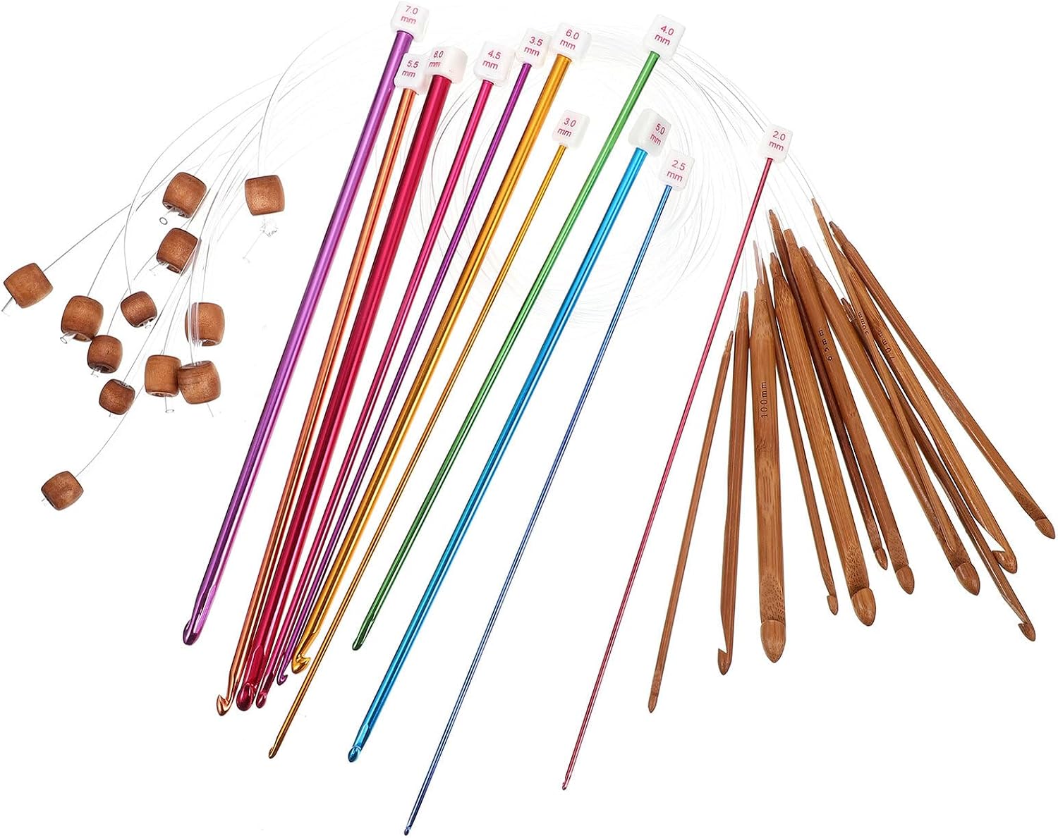 OSALADI Aluminum Crochet Hook Knitting Supplies Kit Comfortable Ergonomic Grip Smooth Surface for DIY Weaving Beginners and Professionals