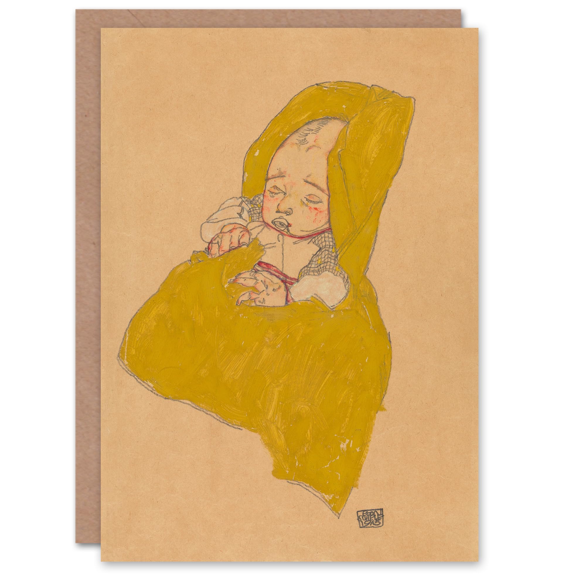 Artery8 Egon Schiele Art Card Infant Portrait in a Changing Pad